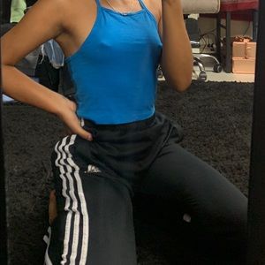 Blue top or adidas joggers